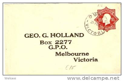 AUS195 / Australien -  Pre-addressed Couvert Georg(E 16)1923, Ouyen-Melb. - Briefe U. Dokumente