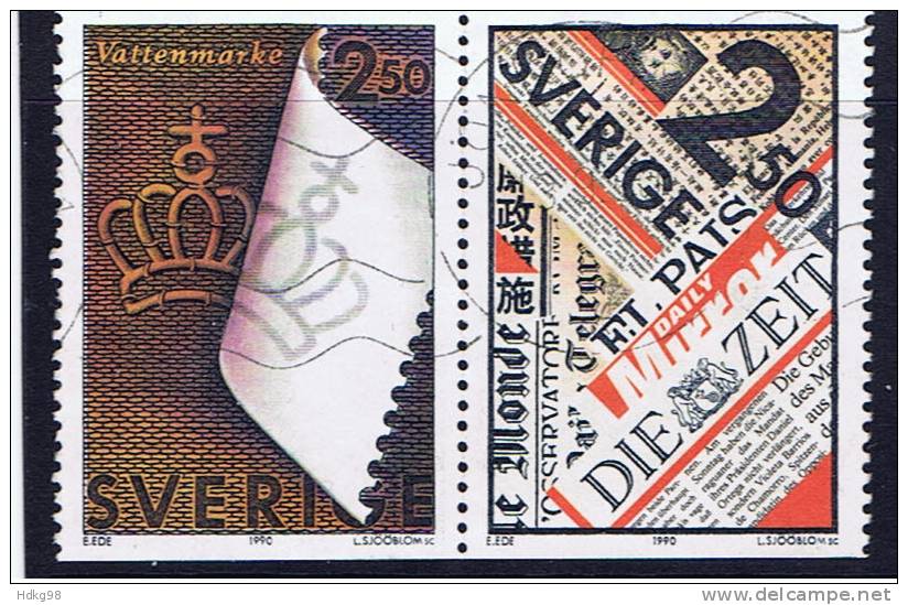 S Schweden 1990 Mi 1626-27 Papierfabrikation - Oblitérés