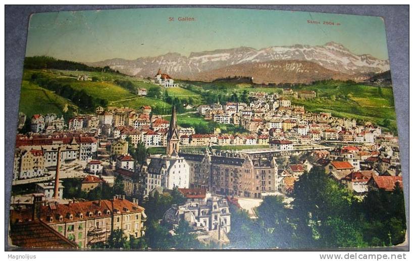Switzerland,St.Gallen,General View,Total,vintage Postcard - Saint-Gall