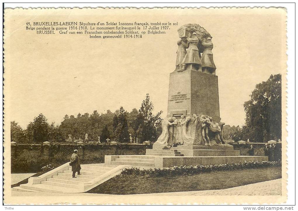 BRUXELLES - LAEKEN Sépulture D'un Soldat Inconnu Français - Guerre 1914/1918 - Laeken