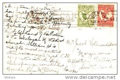 AUS202 / Australien -  Photokarte Perth, William St.  Roos Half Penny/1 Penny, Schweiz 1914 - Covers & Documents