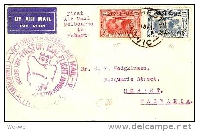 AUS205 / Erstflug Melbourne -Hobart 1931, Kingsford Smith-Marken (First Flight) - Covers & Documents