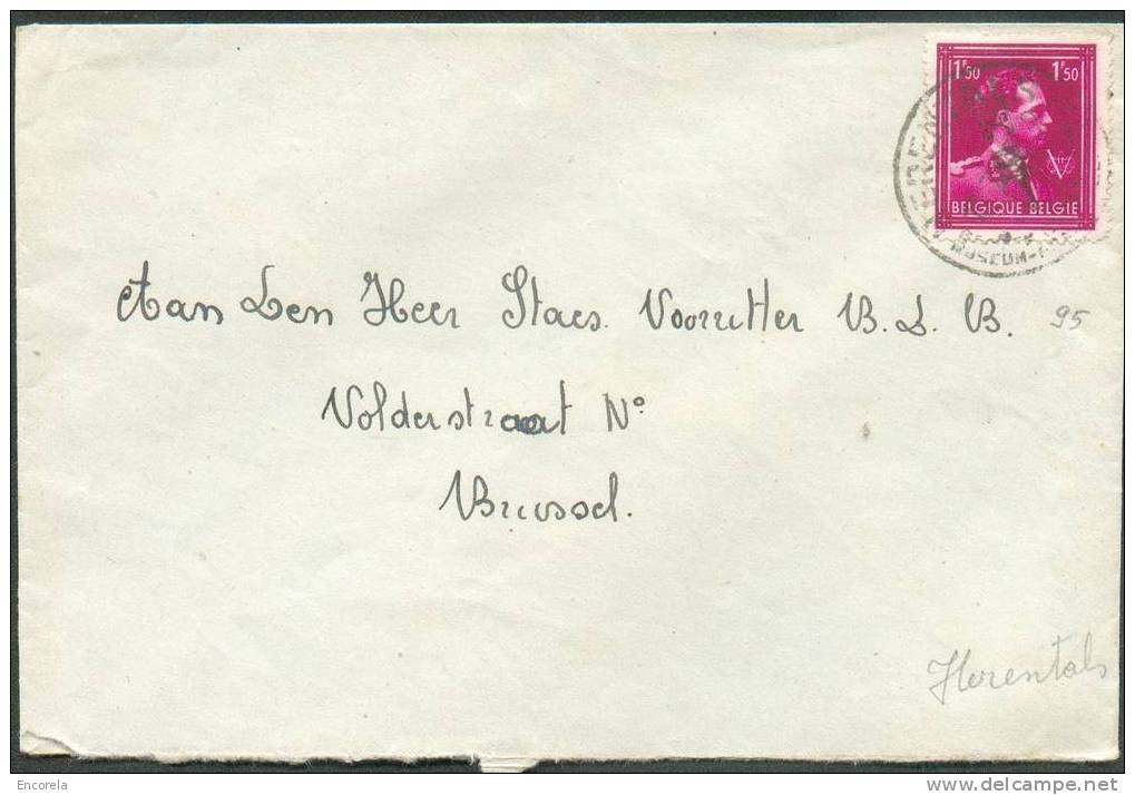 1Fr.50 Col Ouvert -10% Obl. Sc HERENTALS Museum S/L. De 1946 Vers Bruxelles.  TB - 3002 - 1946 -10%