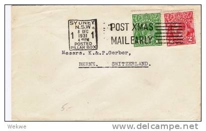 Aus246/ Georg 1931, Schweiz, Post-Weihnachts-Werbung (Sydney-Bern) - Lettres & Documents