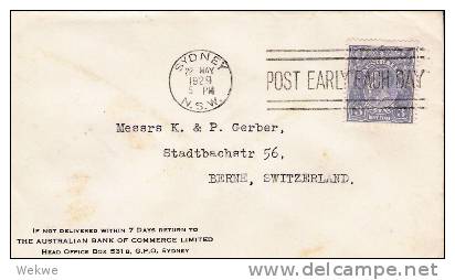 Aus248/ George 3 D, 1929, N.Berne, Scarce Plate I 1928 - Briefe U. Dokumente