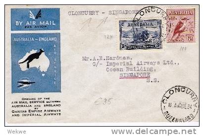 Aus236/ Erstflug Cloncurry-Singapore, 1934 - Briefe U. Dokumente