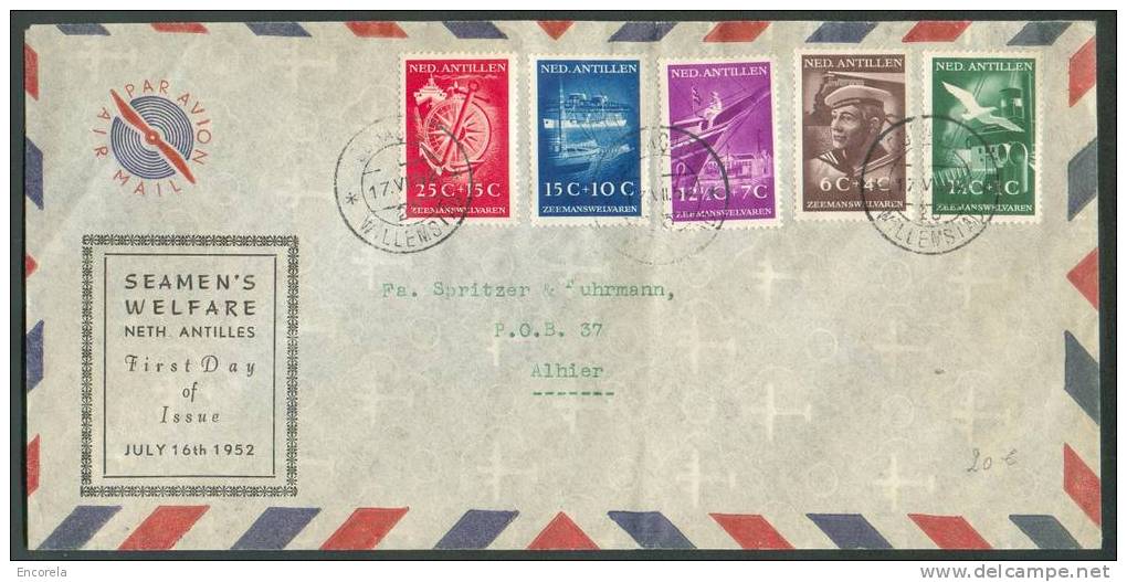 Reeks ZEEMANSWELVAREN Op Brief Uit CURACAO 17-VII-1952 Naar Alhier. 1st Day Of Issue.  TB - 3063 - Curaçao, Nederlandse Antillen, Aruba