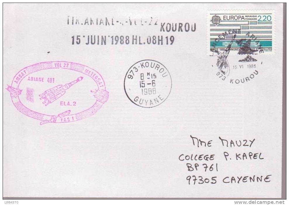 FDC  ARIANE  Vol 22.     15 6 1988. - Europe