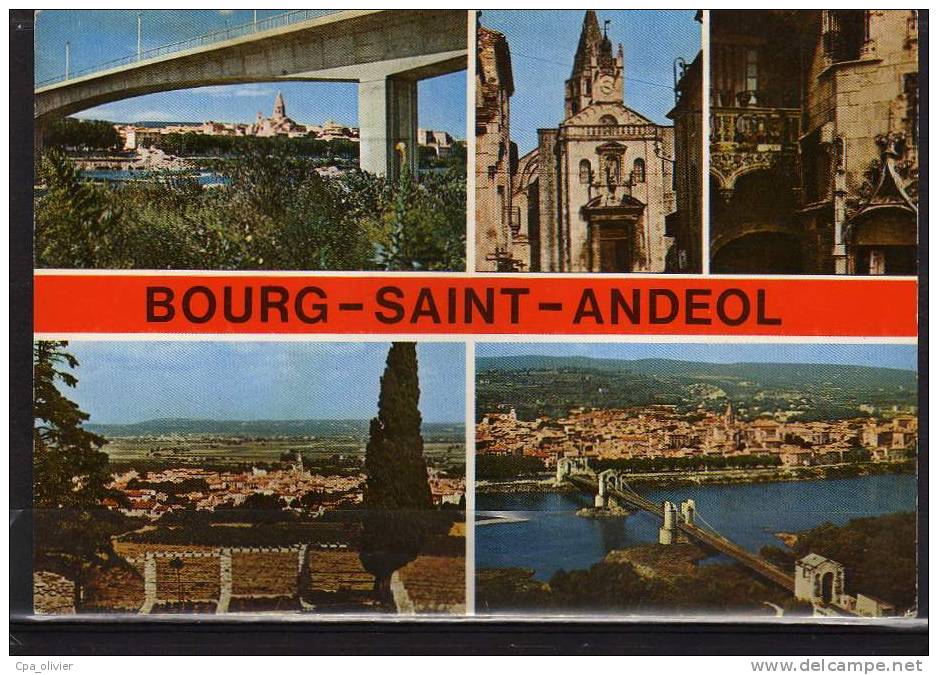 07 BOURG ST ANDEOL Multivue, Pont, Eglise, Vue Générale, Ed SEF 18235, CPSM 10x15, 197? - Bourg-Saint-Andéol