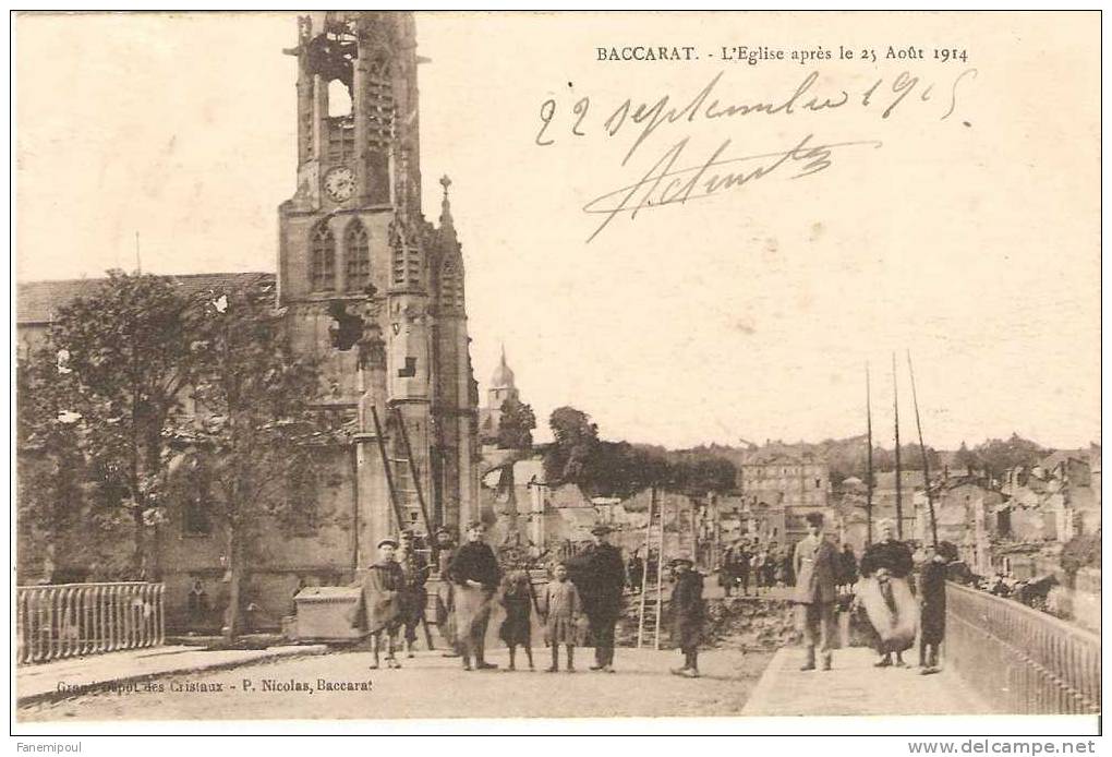 BACCARAT . L´ Eglise Après Le 25 Août 1914 - Baccarat