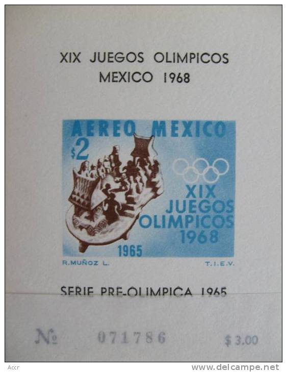 Mexique 1965 - Bloc - Juegos Olimpicos Mexico / Jeux Olympiques / Olympic Games - Estate 1968: Messico
