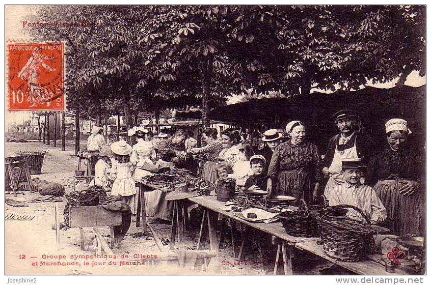 Fontenay Sous Bois - Clients Et Marchands, Le Jour Du Marché - 1907 - - Fontenay Sous Bois