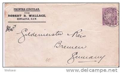 NSW053/ Drucksachen-GA, Fa. Robert B. Wallace, Newcastle Nach Bremen, Deutschland - Enteros Postales