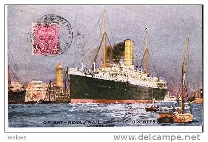 NSW065/ Schiffkarte + Stempel ORM-Line, 1908 Frankreich - Cartas & Documentos