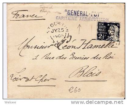 NSW067/ Stockton-Frankreich, Franz. Schiff, General Foy, 1905 - Storia Postale