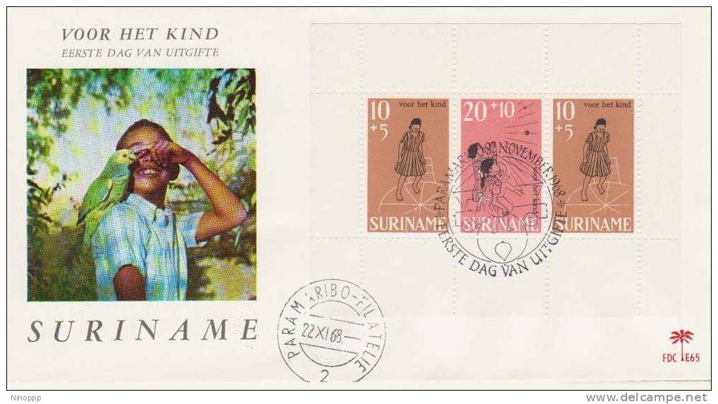 Surinam-1968 Child Welfare Miniature Sheet   FDC - Suriname ... - 1975