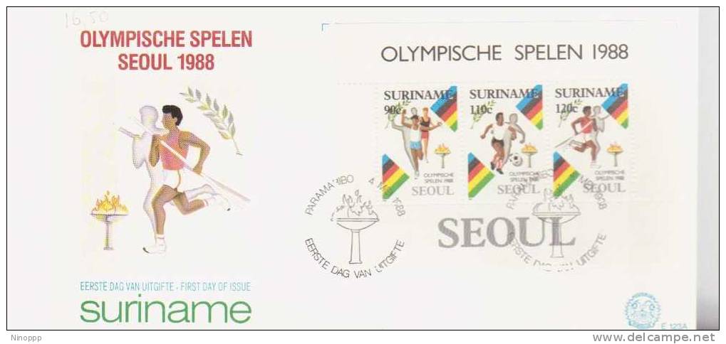 Surinam-1988   Olympics    FDC - Surinam