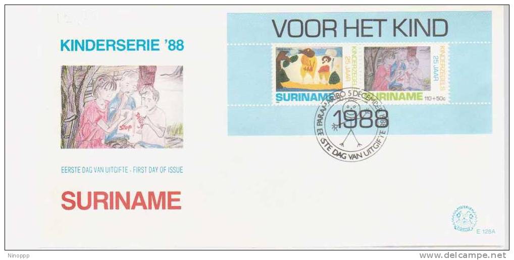Surinam-1988   Child Welfare Miniature Sheet    FDC - Surinam