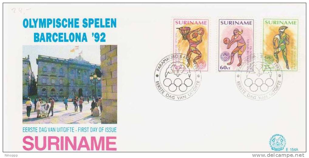 Surinam-1992 Olympics  FDC - Surinam