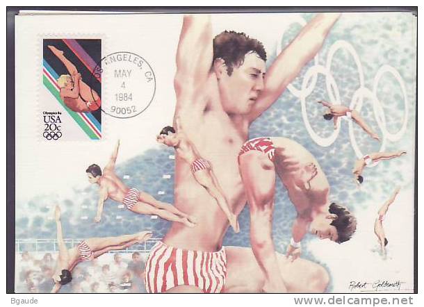 ETATS UNIS CARTE MAXIMUM NUM.YVERT  1528 SPORT JEUX OLYMPIQUES LOS ANGELES - Maximum Cards