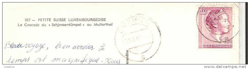 La Cascade Du Schiessentümpel Au Mullerthal .Petite Suisse Luxembourgeoise +timbre 1F50 1962 - Müllerthal