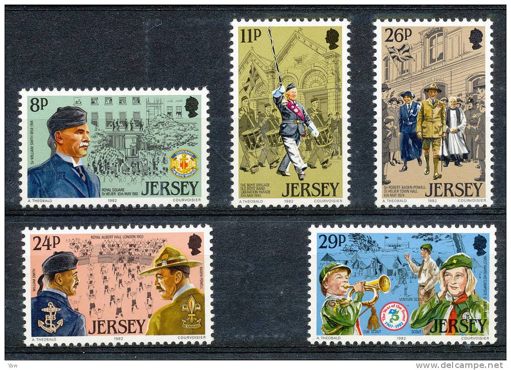 JERSEY 1982  ORGANISATIONS DES JEUNES. 75° ANNIV. SCOUTISME..SERIE COMPLETA MNH** YT 282/6 - Andere & Zonder Classificatie