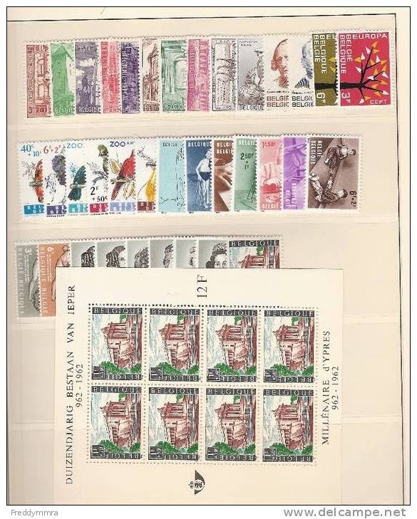 Belgique: Année 1962 ** - Annate Complete