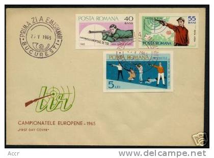 ROUMANIE - ROMANA 1965 FDC Championnats D'Europe De Tir BUCAREST - BUCURESTI - Tiro (armi)