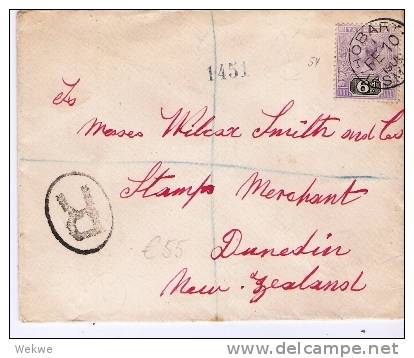 Tas013/ Einschreiben Hobart Nach  Dunedin N.Z. 1906 - Covers & Documents