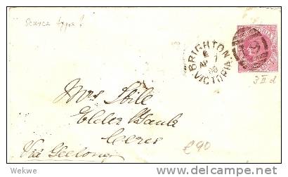 VIC084 / Brighton/Vic. 1886, Ganzsache Mit Seltener Klappentype - Briefe U. Dokumente