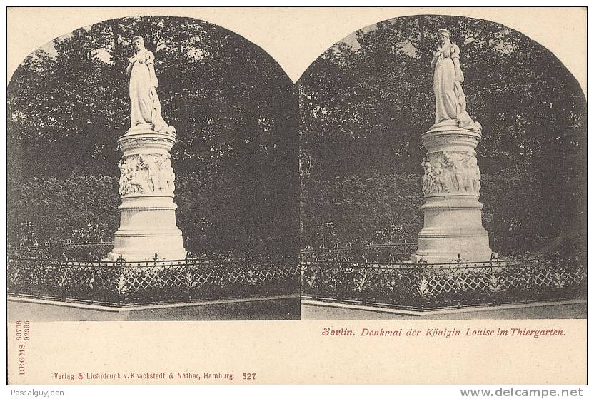 CPA Stéréo DENKMAL DER KONIGIN LOUISE IM THIERGARTEN - ALLEMAGNE - Cartes Stéréoscopiques