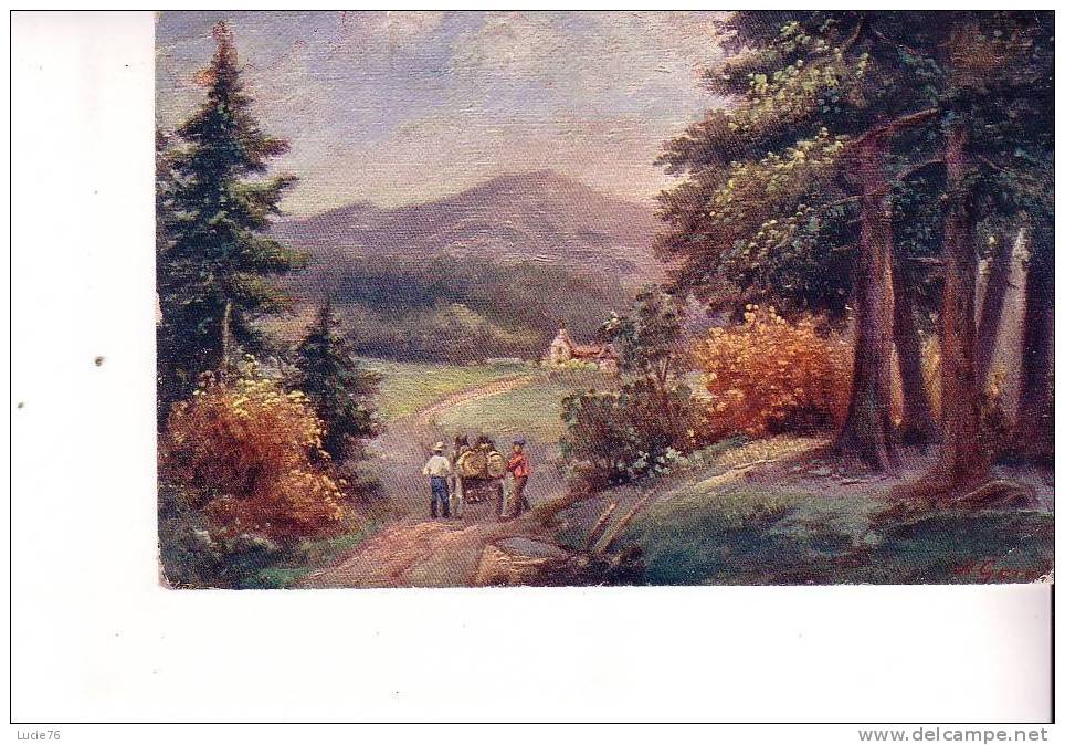 Jolie Illustration  - Sur Le Chemin En Forêt - Avant 1900