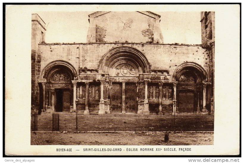 30 Saint GILLES Du GARD - Moyen âge, Façade église Romane XIIè Siècle, Ed Braun Dos Div Vierge - Saint-Gilles