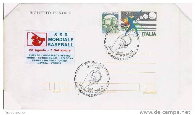 Verona 30.8.1988 - XXX Mondiale Baseball Italia Portorico - Base-Ball