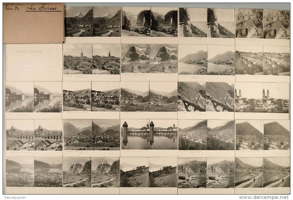 SERIE DE 24 CPA Stéréo SUISSE Numérotées De 1 à 24 - Stereoscope Cards