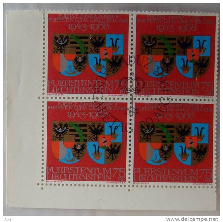 Liechtenstein 1968 Bloc X 4 FDC : Noces D'argent Du Couple Princier _ Armoiries _ Blason - Usati