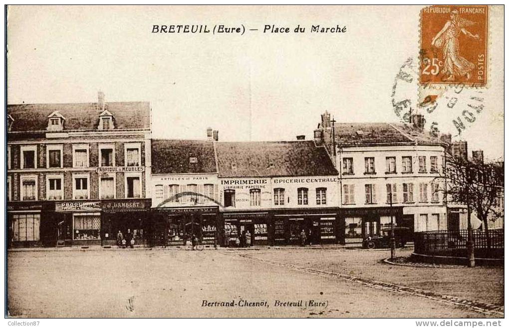 27 - EURE - BRETEUIL - PLACE Du MARCHE - IMPRIMERIE - EPICERIE - Breteuil