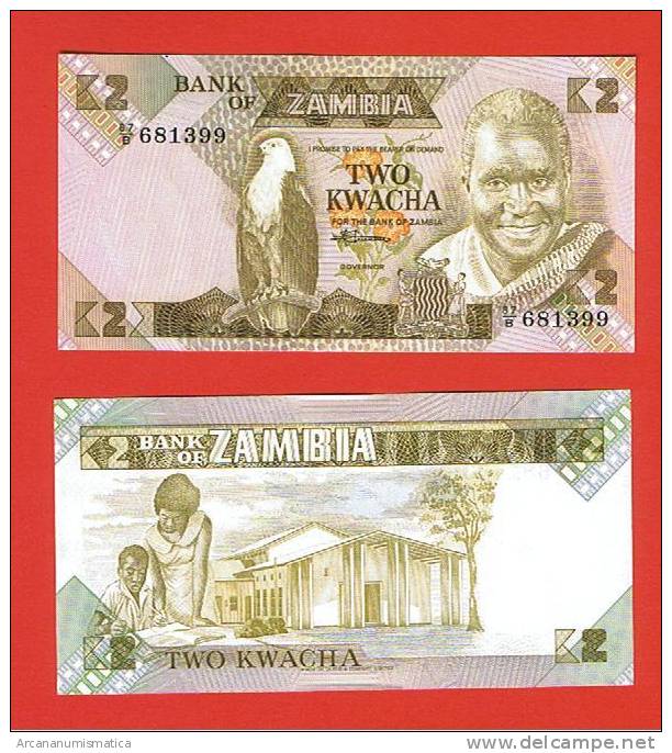 ZAMBIA   2  KWACHA  (1.980-1.988)   KM#24  PLANCHA/UNC   (BT)   DL-4992 - Zambia