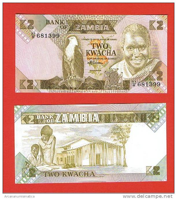 ZAMBIA   2  KWACHA  (1.980-1.988)   KM#24  PLANCHA/UNC   (BT)   DL-4996 - Zambia