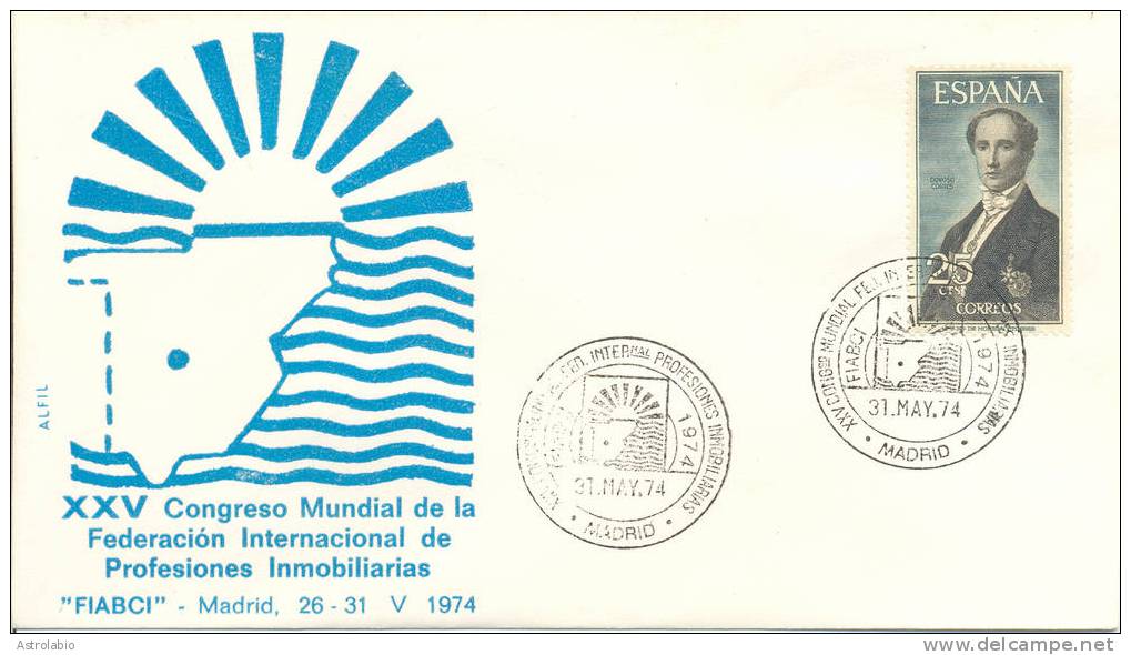 Congreso Mundial De Profesiones Inmobiliarias 1974 Espagne Obliteration - Other & Unclassified