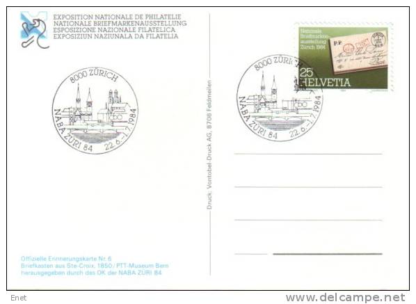 NABA 84 Zurich - Sonderkarte Mit Sonderstempel - 22.6-1.7.1984 - Poststempel