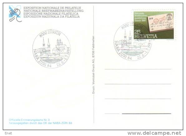 NABA 84 Zurich - Sonderkarte Mit Sonderstempel - 22.6-1.7.1984 - Poststempel