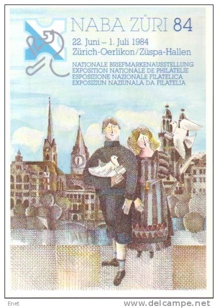 NABA 84 Zurich - Sonderkarte Mit Sonderstempel - 1 Juli 1984 - Poststempel