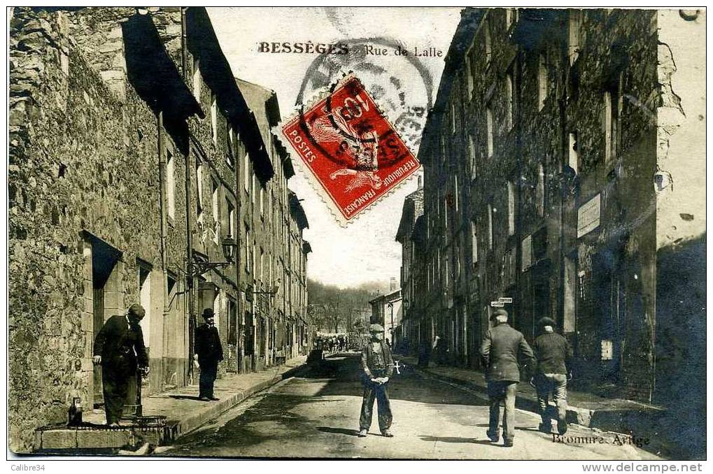 GARD BESSEGES Rue De Lalle (1912 Bromure Artige) - Bessèges