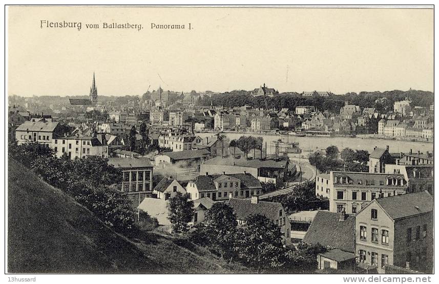 Carte Postal Ancienne Flensburg Vom Ballastberg. Panorama 1 - Flensburg