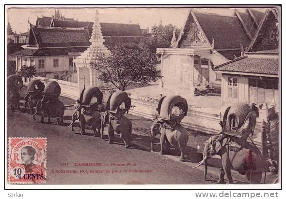 CAMBODGE , Indochine , PHNOM-PENH , Edit Dieulefils N° 1627  , Elephants Du Roi ...... - Cambodge