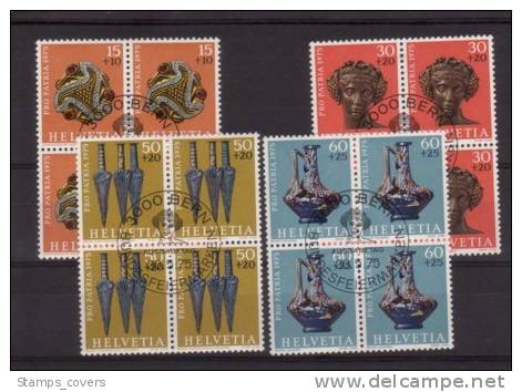 SWITZERLAND USED MICHEL 1053/56 (4) EUR 14.00 PRO PARTRIA 1975 - Gebraucht