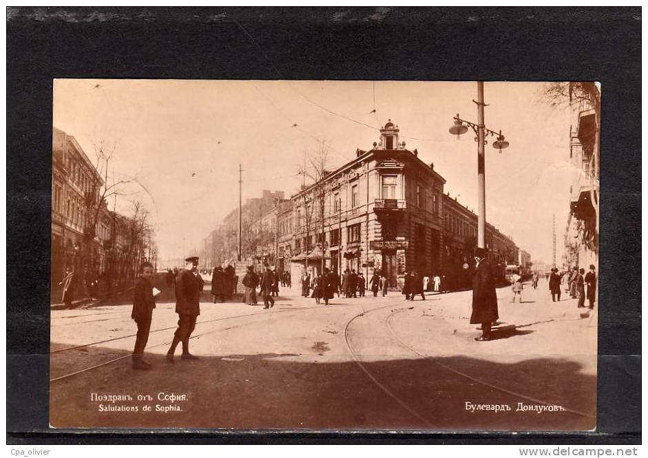 BULGARIE Sofia, Gruss, Rue ?, Animée, Style Carte Photo, Ed ?, 1907 - Bulgarie