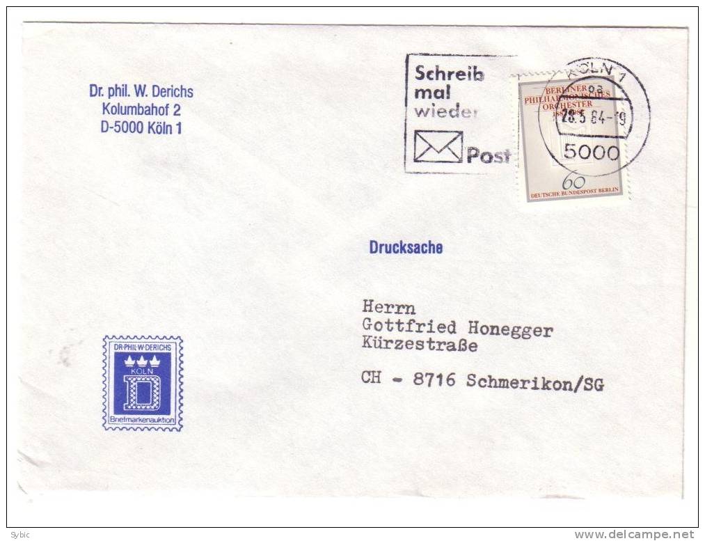 ALLEMAGNE - BERLIN - Lettre Pour La SUISSE (1984) - Lettres & Documents