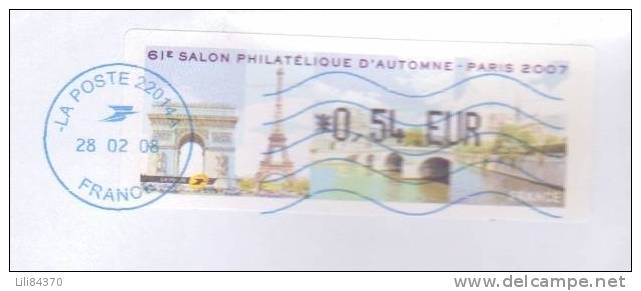 LISA 0,54 SALON PHILATELIQUE DE PARIS — Novembre 2007 - 1999-2009 Illustrated Franking Labels